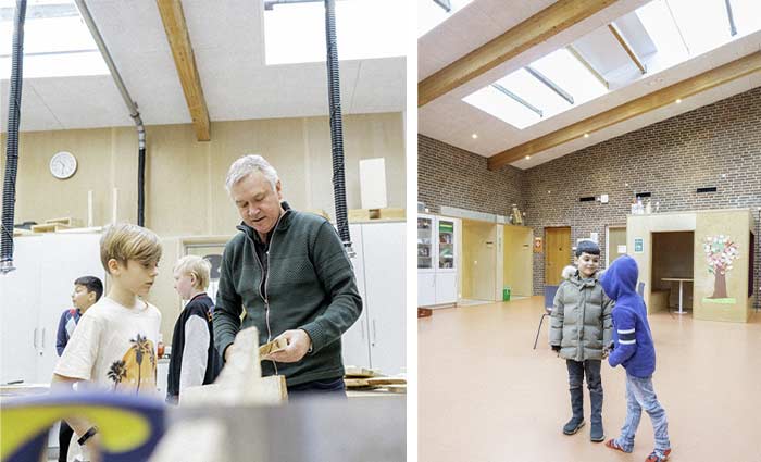 Modulare Oberlichter sorgen für eine angenehme Belüftung und natürliches Licht in den Klassenzimmern und Gemeinschaftsbereichen der Peder Lykke Schule. Foto: ITCHY.