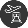 Flygplatser och tågstationer ikon