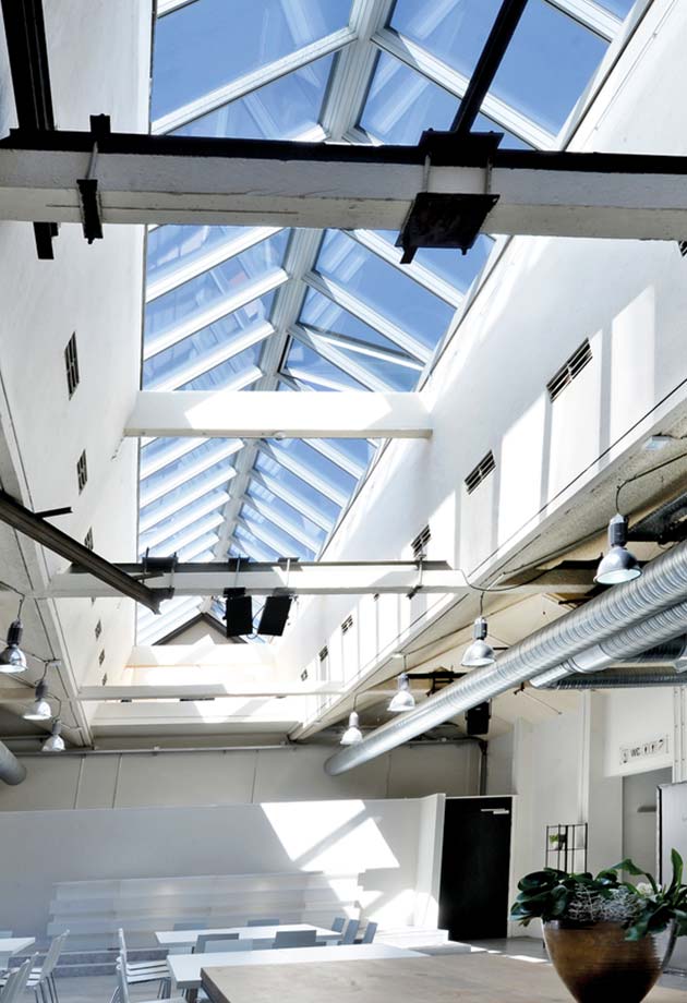 Rooflight solution with Ridgelight 25°-40°, Former textile dye works in the Bobinet quarter, Germany