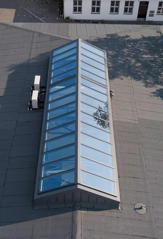 Tageslicht-Lösung mit Sattel-Lichtband 25°-40°, Altes Kesselhaus, Deutschland