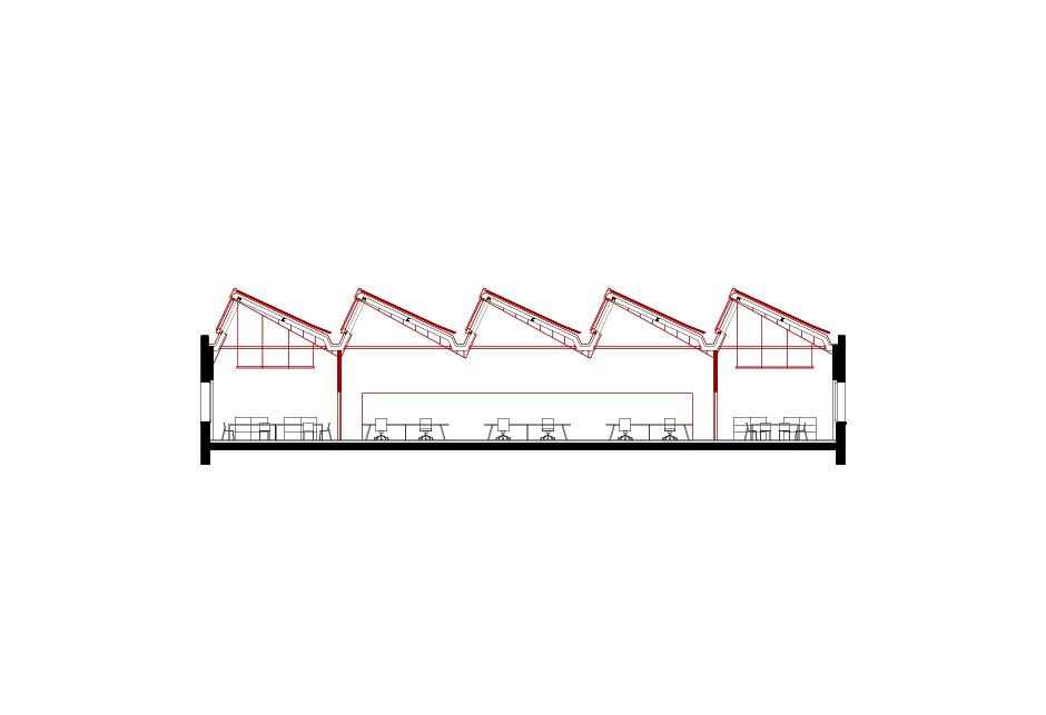 Rysunek architektoniczny: plan dachu z dachem jednospadowym, Atelier Zimmerlistrasse