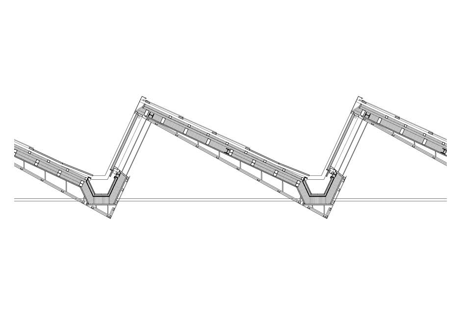 Dessins architecturaux - Coupe détaillée à travers la structure du toit - Atelier Zimmerlistrasse, Zurich 