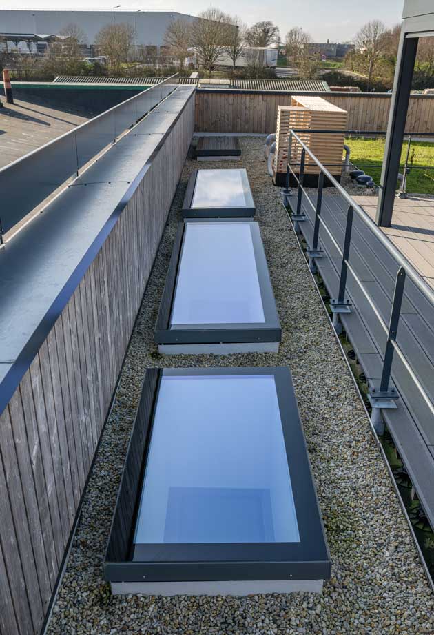 VELUX Modular Rooflights – Monolight – office building roof – exterior view