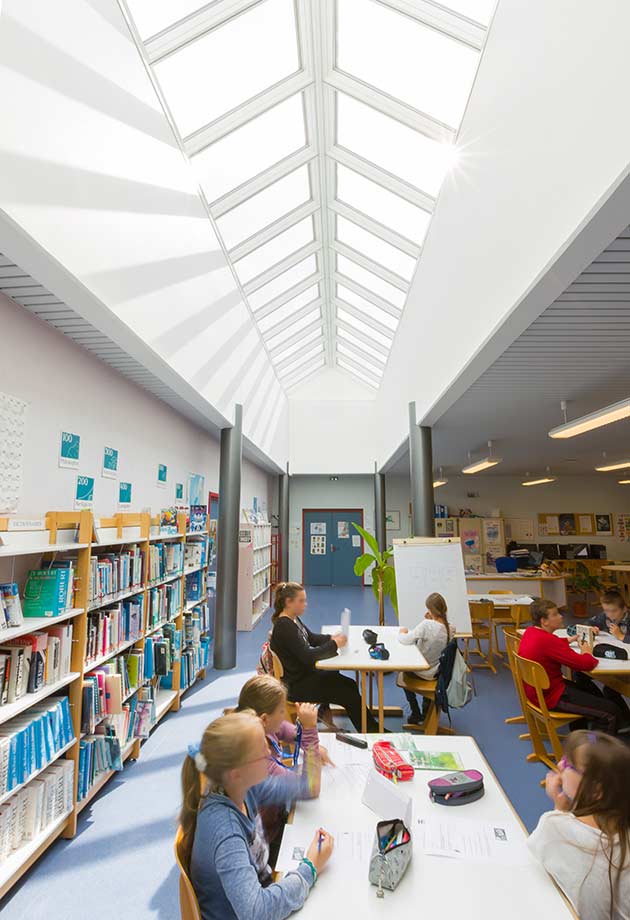 Double glazed skylight solution, interior view, Tomi Ungerer High School 
