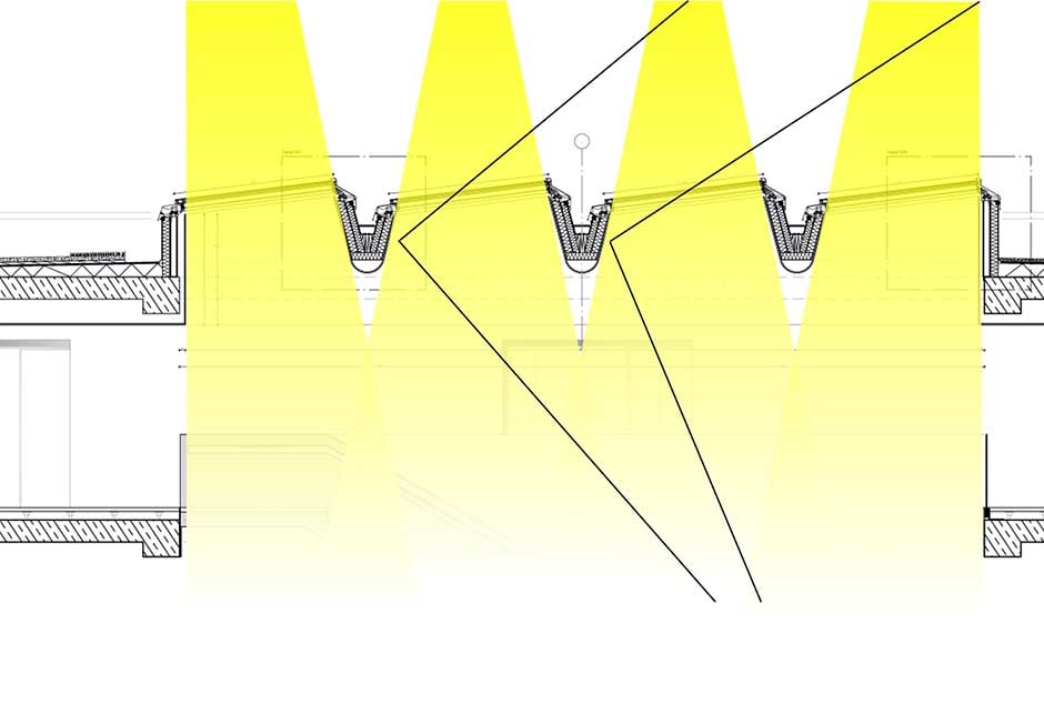 Arkitekttegninger av lyset fra DZNE – Wulf Architekten