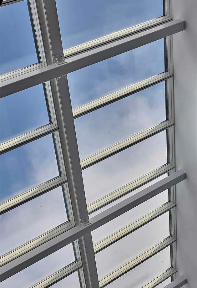Interior image of Step Longlight solution, blue sky view.