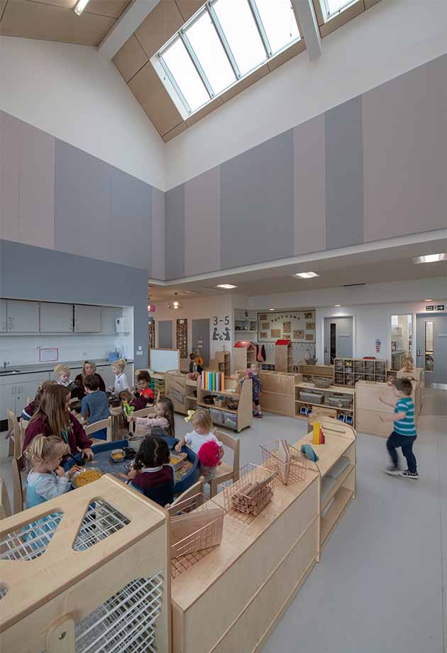 Overlysløsning med nordlys på Glenpark Early Learning Centre, Skottland