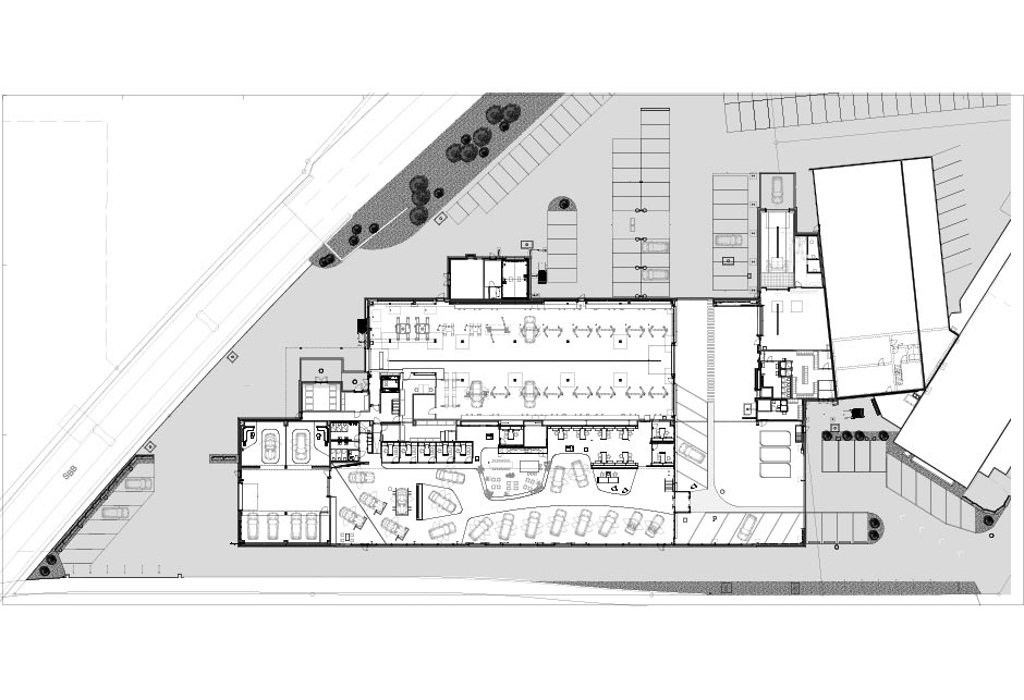 Grundriss Erdgeschoss Kenny’s Auto Center, Baumgartner Partner Architekten AG 