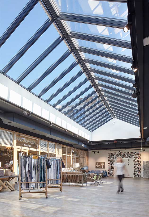 Rooflight solution with Ridgelight 25-40°, Lister Markt shopping mall, List on Sylt, Germany