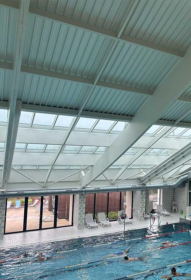 Internal view of the Nautiland swimming pool in France with VELUX Modular Skylights 