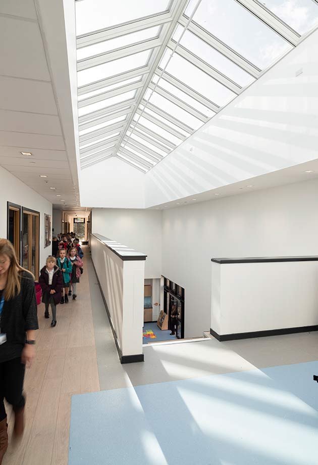 VELUX Ridgelight solution in corridor at Tullibody South Campus School